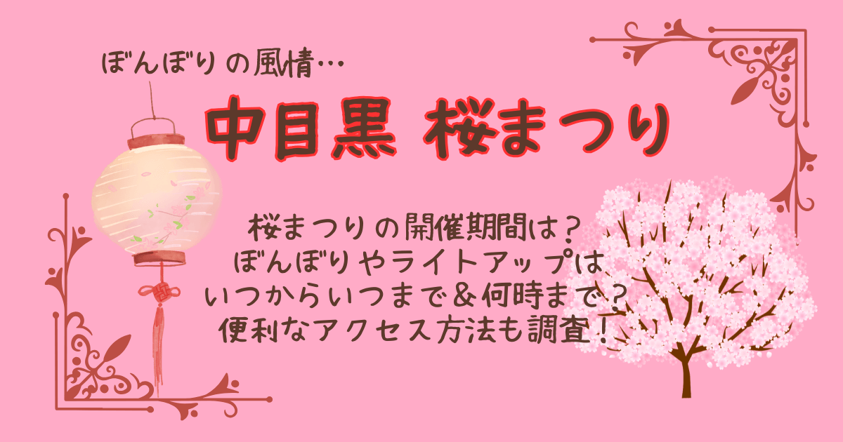 中目黒桜まつり　いつからいつまで　開催期間　ぼんぼり　ライトアップ　何時から　何時まで　アクセス　最寄り駅　駐車場